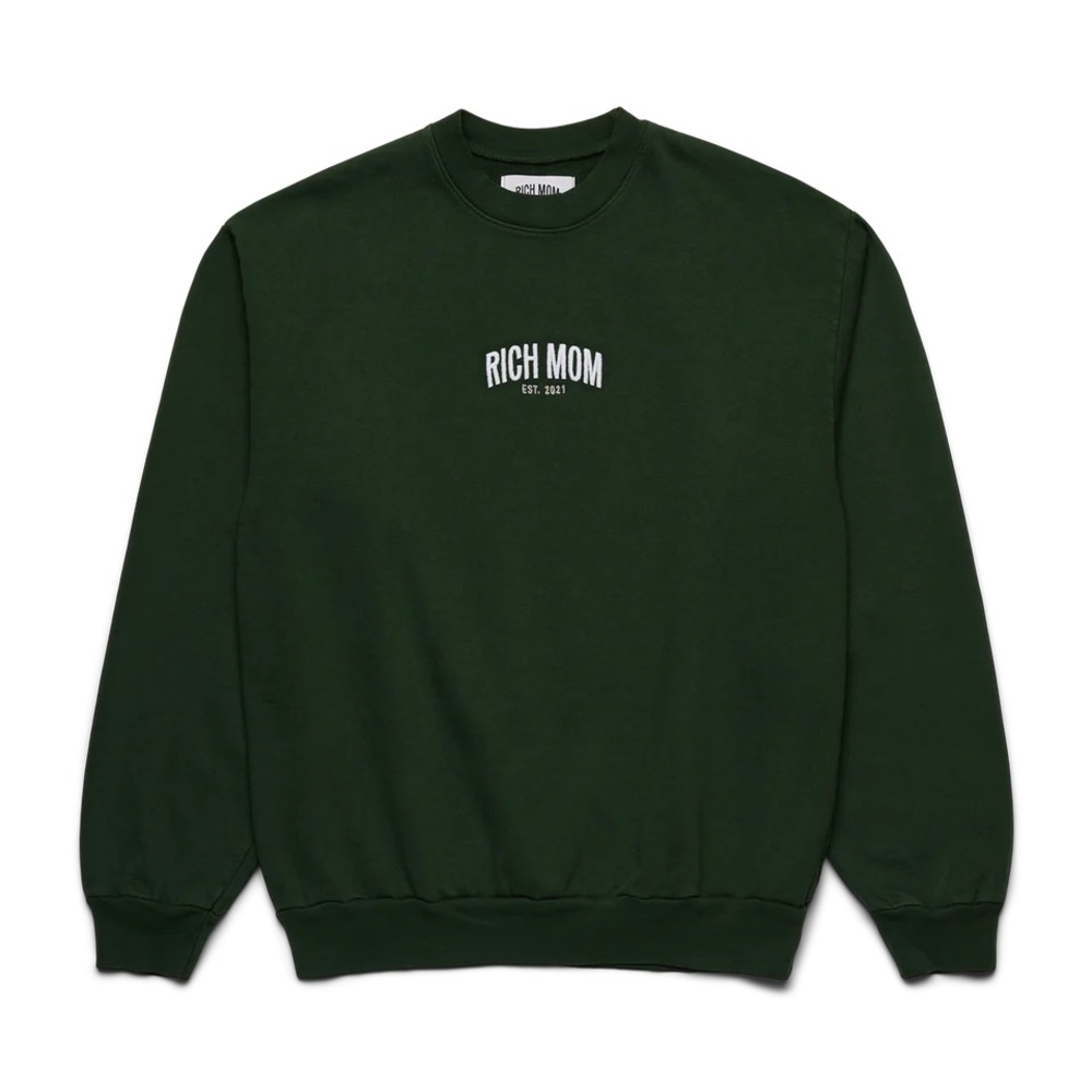 Rich Mom Gear Crewneck Sweatshirt in Money Green Size Large